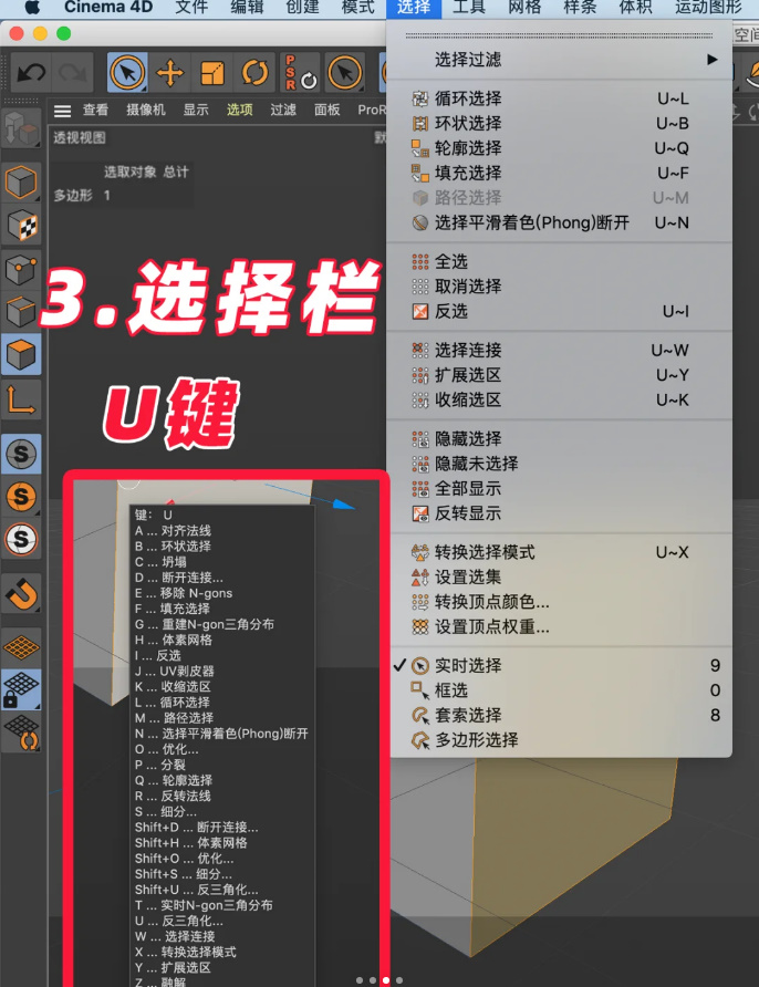 C4D选择栏快捷键